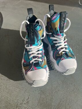 Converse High-Top Sneakers Teal Pink Yellow Black White